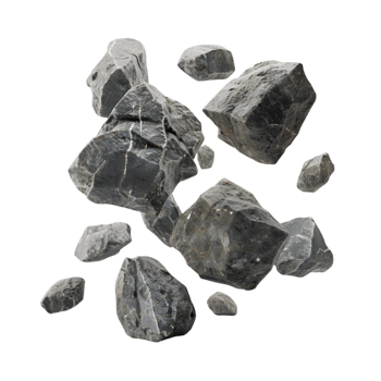 Assorted river stones on a transparent background png