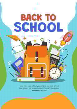 Back to school banner with school items and elements. vector