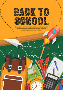 Back to school banner with school items and elements. vector