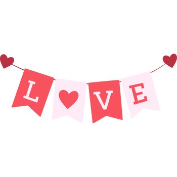Love Bunting FlagCute Hand Drawn Illustration Isolated Transparent Background png