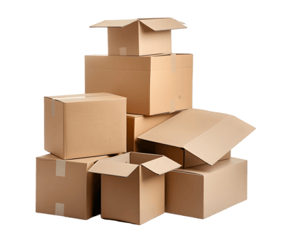Stacked cardboard boxes on a transparent background png