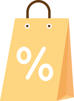 Paper Shopping Bag Flat Icon with promo discount percentage. png