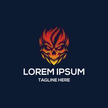 Skull head, Flaming skull head logo vector