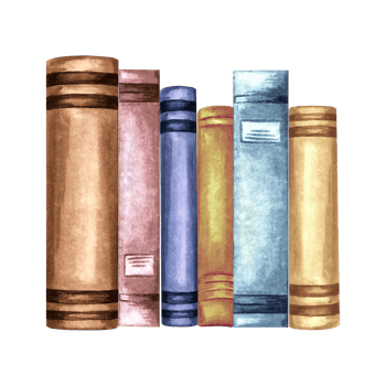 Books in vintage bindings, lined up horizontally. Composition with old textbooks. Hand drawn watercolor illustration isolated. Knowledge for all. Education concept. Clipart for card, website, print. png