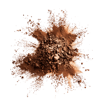 Cocoa powder splash isolated on a transparent background png