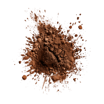 Cocoa powder splash isolated on a transparent background png