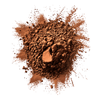 Cocoa powder splash isolated on a transparent background png