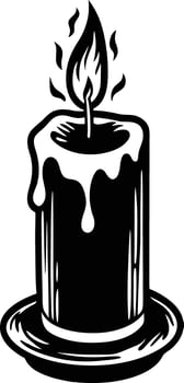 candle with a flickering flame and dripping wax, silhouette. decorative, drip, home, event, festive, fire, flame, flickering, glow vector