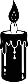 candle with a flickering flame and dripping wax, silhouette. decorative, drip, home, event, festive, fire, flame, flickering, glow vector