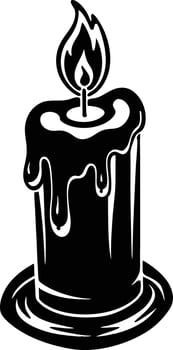 candle with a flickering flame and dripping wax, silhouette. decorative, drip, home, event, festive, fire, flame, flickering, glow vector
