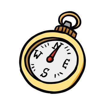 cute kawaii compass cartoon illustration vector