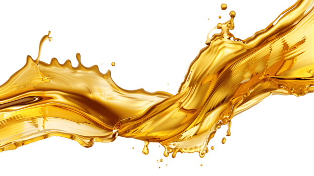 Golden liquid splash isolated on a transparent background png