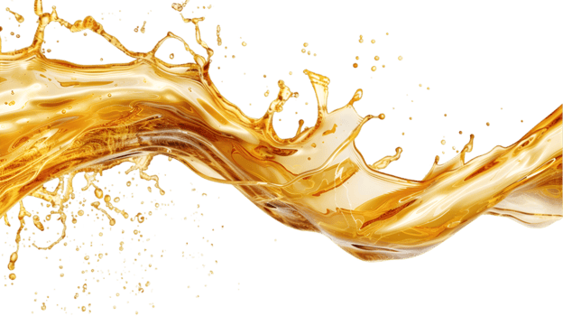 Golden liquid splash isolated on a transparent background png