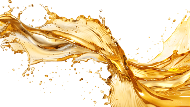 Golden liquid splash isolated on a transparent background png