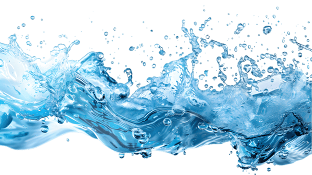 Blue water splash isolated on a transparent background png