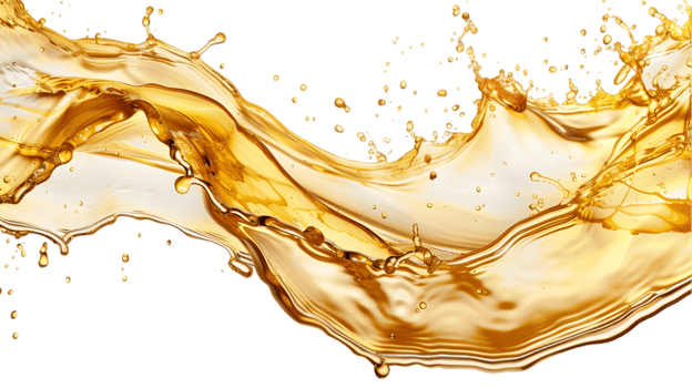 Golden liquid splash isolated on a transparent background png
