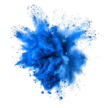 Blue powder explosion isolated on a transparent background png