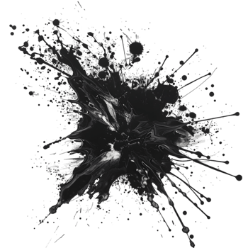 Black ink splash isolated on a transparent background png