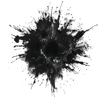Black ink splash isolated on a transparent background png