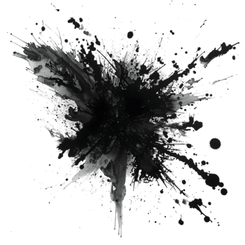 Black ink splash isolated on a transparent background png