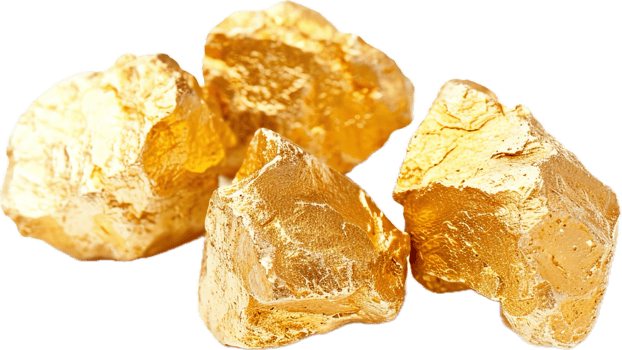 Pile of Shiny Raw Gold Nuggets. png
