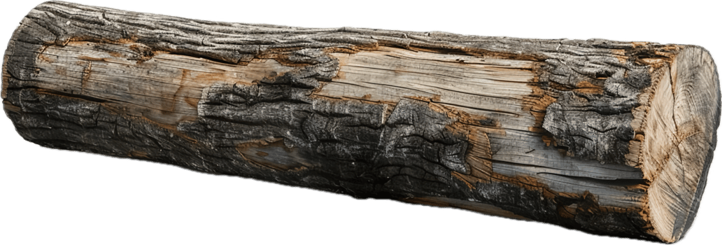 Weathered Tree Log with Bark png