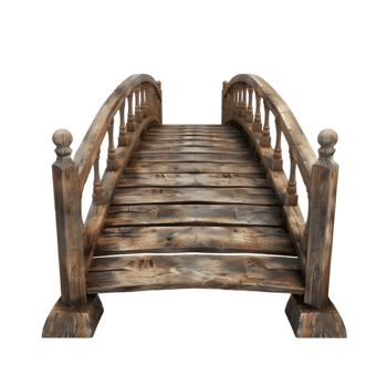 Wooden bridge isolated on a transparent background png
