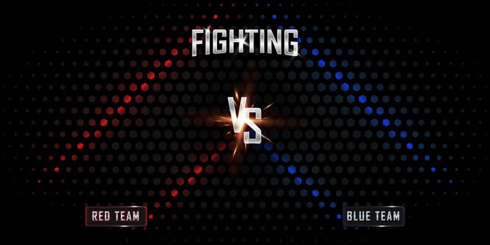 Dynamic Fight Night Poster with Red and Blue team highlights background. Promotional posters for boxing, fighting, MMA and martial arts sporting events vector