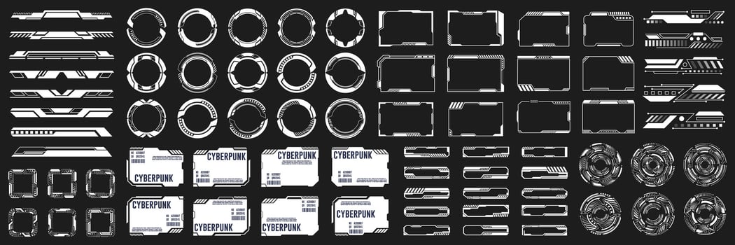 High Tech HUD Elements and Futuristic Interface Graphics Set vector