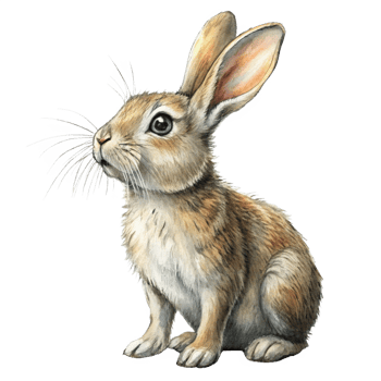 Hand Drawn Curious Rabbit Looking Up Mascot png