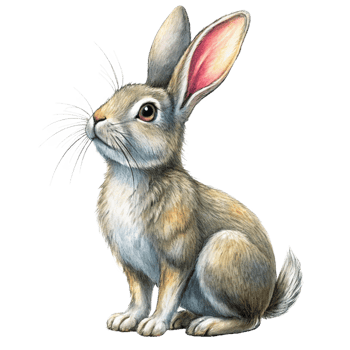 Hand Drawn Curious Rabbit Looking Up Character png