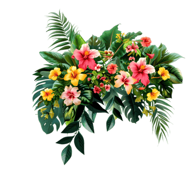 Tropical flower arrangement isolated on a transparent background png