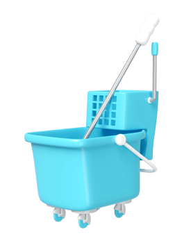 3d clean floor mop with plastic bucket isolated. cleaning tool equipment, 3d illustration render png