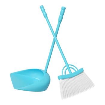 3d cleaning broom and dustpan isolated. cleaning tool equipment, 3d illustration render png