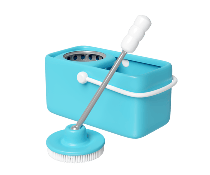 3d clean floor mop with plastic bucket isolated. cleaning tool equipment, 3d illustration render png