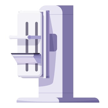 Modern medical equipment digital mammography x ray machine standing on white background vector