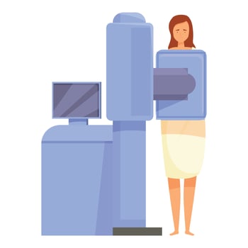 Woman undergoing mammography exam with modern equipment in clinic vector