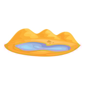Desert oasis with water surrounded by sand dunes vector