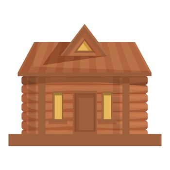 Small wooden log cabin standing on white background vector