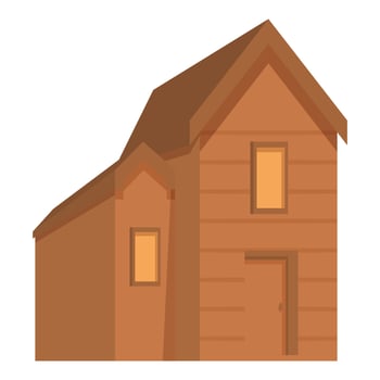 Wooden country house with glowing windows standing on white background vector