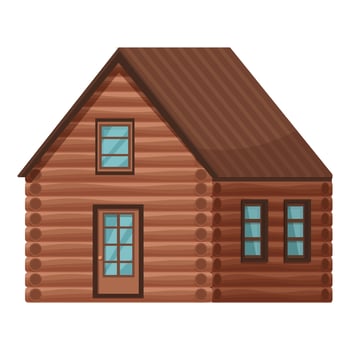 Wooden log cabin building standing with windows and door vector