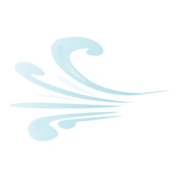 Blue wind swirling gracefully on white background vector