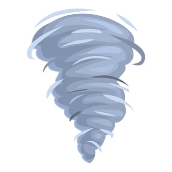 Powerful destructive tornado rotating, natural disaster illustration vector