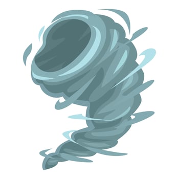 Powerful destructive blue tornado rotating, natural disaster illustration vector