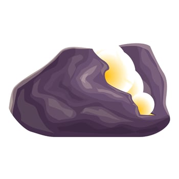 Volcanic rock emitting glowing lava flowing down vector