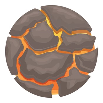 Hot lava planet with molten surface showing cracks vector
