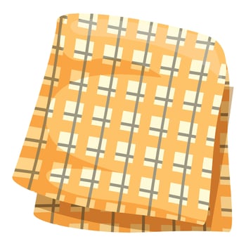Folded yellow napkin with square pattern for picnic vector