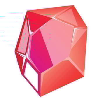 Red gemstone shining with light reflecting on facets vector