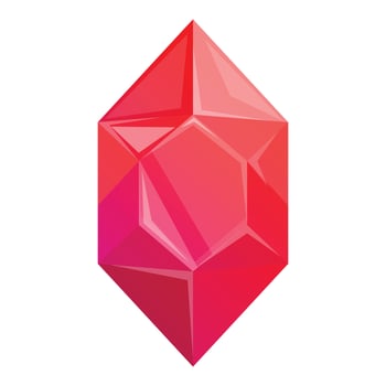 Red crystal gemstone shining with bright light vector