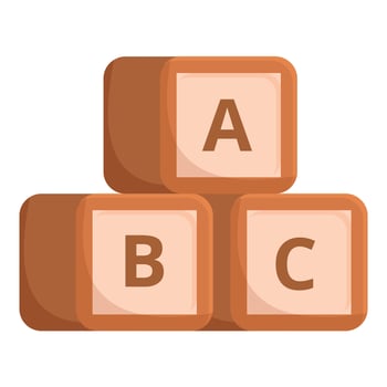 Wooden abc blocks forming a pyramid shape vector